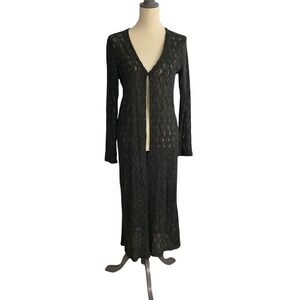 Vintage Garage Cardigan Womens Medium Gray Longline Duster Grunge Whimsigoth Y2K
